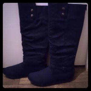 Navy Blue Knee High Boots